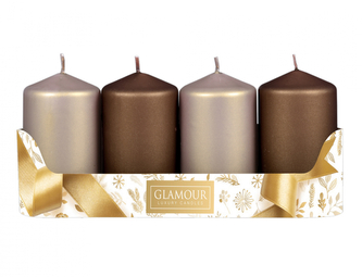 Svíčky adventní d5x9cm MIX metal mat 2+2ks