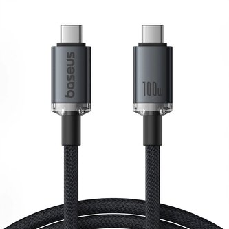 Baseus Crystal Shine Series Datový Kabel USB-C - USB-C 100W 1,5m Black (Pošk. Balení)