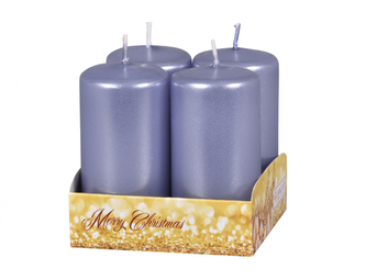 Svíčka adventní metalická lesklá d4x8cm 4ks