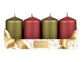 Svíčky adventní d5x9cm MIX metal mat 2+2ks