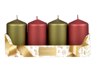 Svíčky adventní d5x9cm MIX metal mat 2+2ks