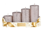 Svíčky adventní STUPŇOVITÉ rustik metal d5x6/8/10/12cm 4ks