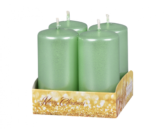 Svíčka adventní metalická lesklá d4x8cm 4ks