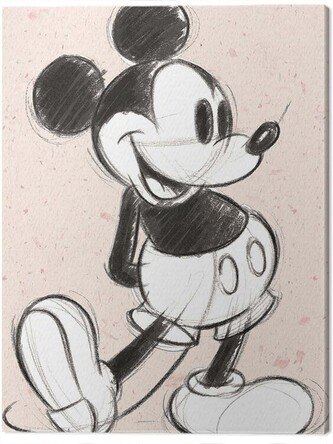Obraz na plátně Mickey Mouse - Textured Sketch, 2 cm - 60×80 cm