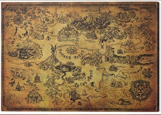 Obraz na plátně The Legend of Zelda - Hyrule Map, 2 cm - 60×80 cm