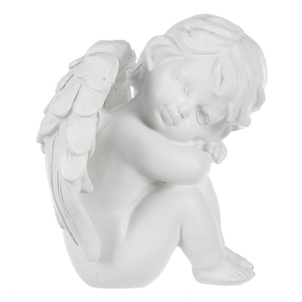 Andílek sedící - figurka z polyresinu, barva bílá.