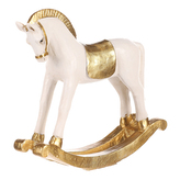 Houpací koník - soška z polyresinu, střední vel., barva bílo - zlatá.