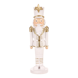 Voják v uniformě - soška z polyresinu, střední vel., barva bílo - zlatá.