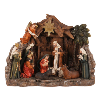 Betlém se třemi králi - polyresin, LED osvětlení, barva hnědá.