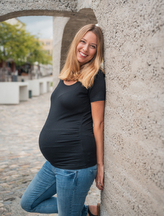 Bobánek Těhotenské tričko krátký rukáv - Černé - L
