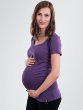 Bobánek Těhotenské tričko krátký rukáv - Fialové - S