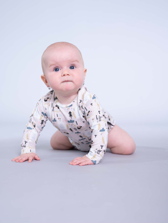 Bobánek Body na látkové pleny dlouhý rukáv - Medvídek a ježek - 68