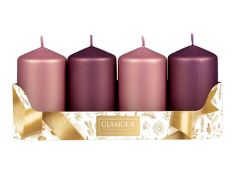 Svíčky adventní d5x9cm MIX metal mat 2+2ks