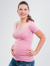 Bobánek Těhotenské tričko krátký rukáv - Starorůžové - L