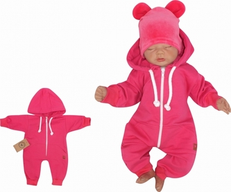 Z&Z Dětský teplákový overálek s kapucí, amarant; 56 (1-2m)