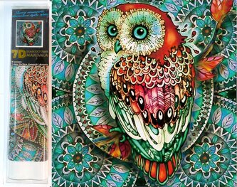 NORIMPEX Diamantové malování 7D Sova na modré mandale 30x30cm