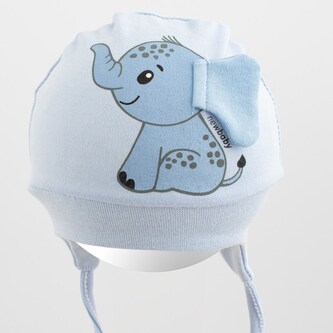 Bavlněná kojenecká čepička New Baby Happy Elephant blue - velikost 80/86