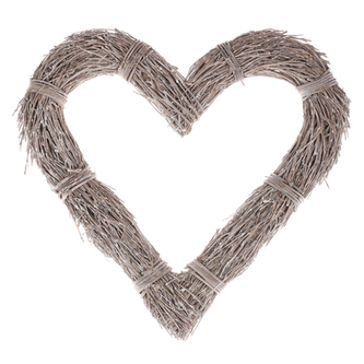 Proutěnný věnec ve tvaru srdce - menší, barva bílá.