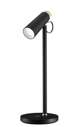 LED stolni lampička Immax TIT s Qi nabíjením, černá se zlatými prvky