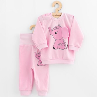 Kojenecká souprava tričko a tepláčky New Baby Happy Elephant pink - velikost 68 (4-6m)