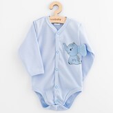 Kojenecké celorozepínací body s dlohým rukávem New Baby Happy Elephant blue - velikost 56 (0-3m)