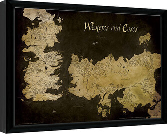 Obraz na zeď - Hra o Trůny (Game of Thrones) - Westeros and Essos Antique Map, 40 × 30 cm