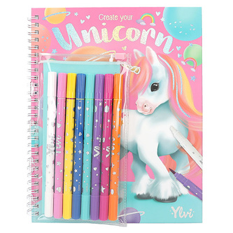 Omalovánka | Create Your Unicorn - Ylvi, Blok s fixy, 8 barev