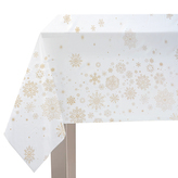 Vánoční ubrus na stůl WHITE XMAS vzor A bílý zlatý potisk 150x300 cm Mybesthome