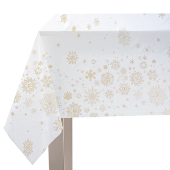 Vánoční ubrus na stůl WHITE XMAS vzor A bílý zlatý potisk 150x300 cm Mybesthome