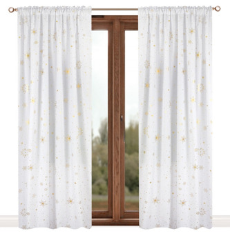 Vánoční dekorační závěs s řasící páskou XMAS TIME bílá zlaté vločky 145x250 cm (cena za 1 kus) MyBestHome