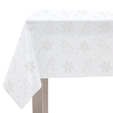 Vánoční ubrus na stůl WHITE XMAS vzor C bílý stříbrný potisk 140x220 cm Mybesthome