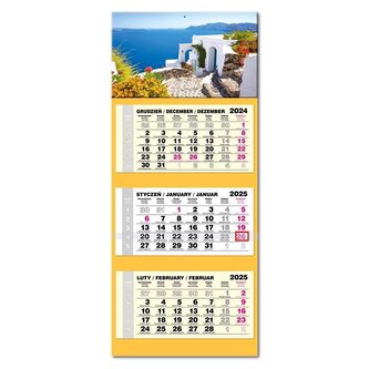 Kalendarz 2025 trójdzielny LUX wypukły Santorini Kalendarz 2025 trójdzielny LUX wypukły Santorini