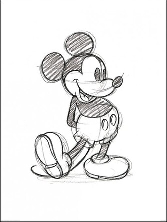 Umělecký tisk Myšák Mickey (Mickey Mouse) - Sketched Single, 60 × 80 cm