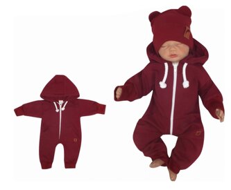 Z&Z Dětský teplákový overálek s kapucí, bordó, vel. 86; 86 (12-18m)