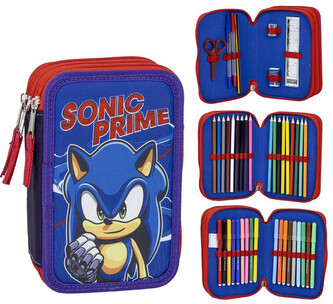 Školní trojdílné pouzdro Sonic The Hedgehog: Sonic Prime (13 x 20 x 7 cm)