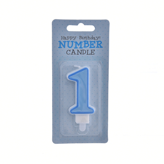 Svíčka dortová modrá číslo 1 7 cm