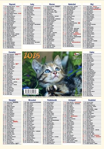 Kalendarz 2025 listkowy 1szt.mix