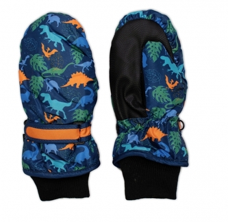 Dětské zimní, nepromokavé palčáky, Dino, modré, vel. 104/110, 14 cm; 104/110 (3-5r)