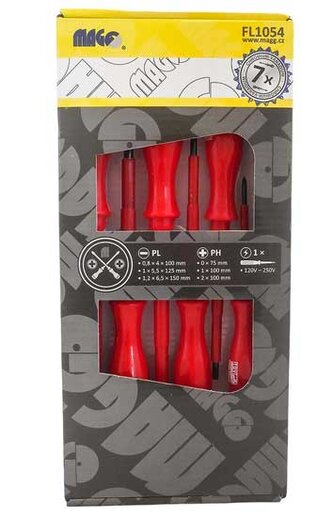 Sada elektro šroubováků (3xPL, 3xPH, 1x zkoušečka) - 7 ks