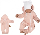 Z&Z Dětský teplákový dvouvrstvý rostoucí overálek s kapucí, pudrový, vel. 74; 74 (6-9m)