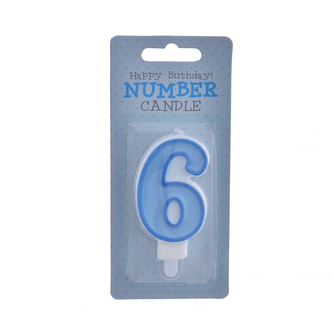 Svíčka dortová modrá číslo 6 7 cm