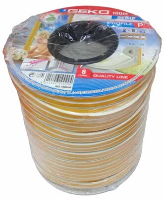 GEKO - Těsnění do oken samolepící EPDM guma P-profil 100m (2x50m) v cívce - bílé