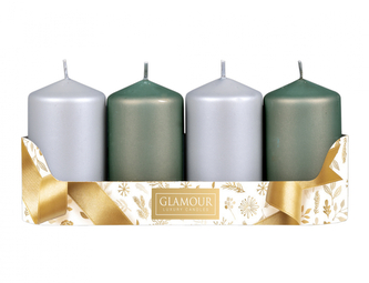 Svíčky adventní d5x9cm MIX metal mat 2+2ks