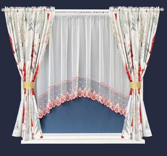 Vánoční set - dekorační krátká záclona s řasící páskou + dekorační závěsy ANDREAS bílá II. 300x150 cm MyBestHome