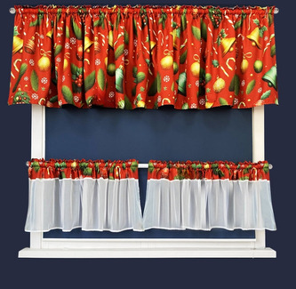 Vánoční dekorační SET - závěs + záclony s řasící páskou VITRA červená různé rozměry MyBestHome