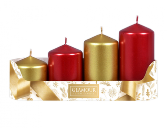 Svíčky adventní STUPŇOVITÝ MIX metal lesk d5x6/7,5/9/10,5cm