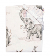 Baby Nellys Dětské bavlněné prostěradlo do postýlky, Slon a duha, bílé; 120x60