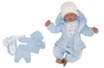 Z&Z 3-dílná tepláková soupravička, mikinka, tepláčky, bodýčko, Zajíček - modrý,vel. 74; 74 (6-9m)