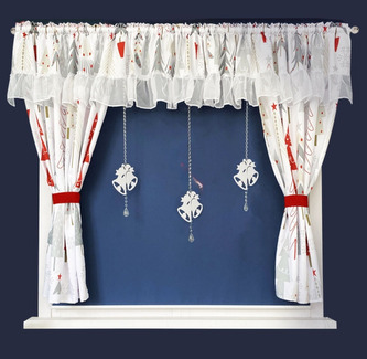 Vánoční dekorační SET - závěsy s řasící páskou BELLS vzor A 400x150 cm MyBestHome