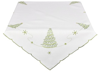 Ubrus Vánoční, Zelený stromeček, bílý 40 x 140 cm